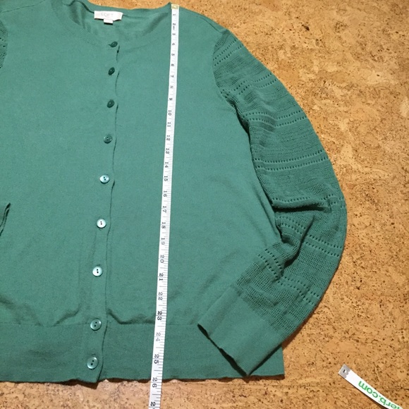 Loft Open Weave Sleeves Button Down Sweater Sz L - Picture 9 of 9